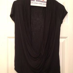 Black short sleeve open front top
